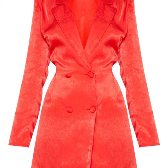 red satin blazer dress